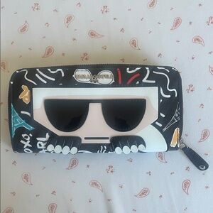 Karl Lagerfeld Black and White Cartoon Wallet